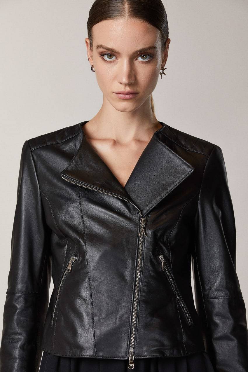 Patrizia Pepe Biker in pelle con impunture Saldi