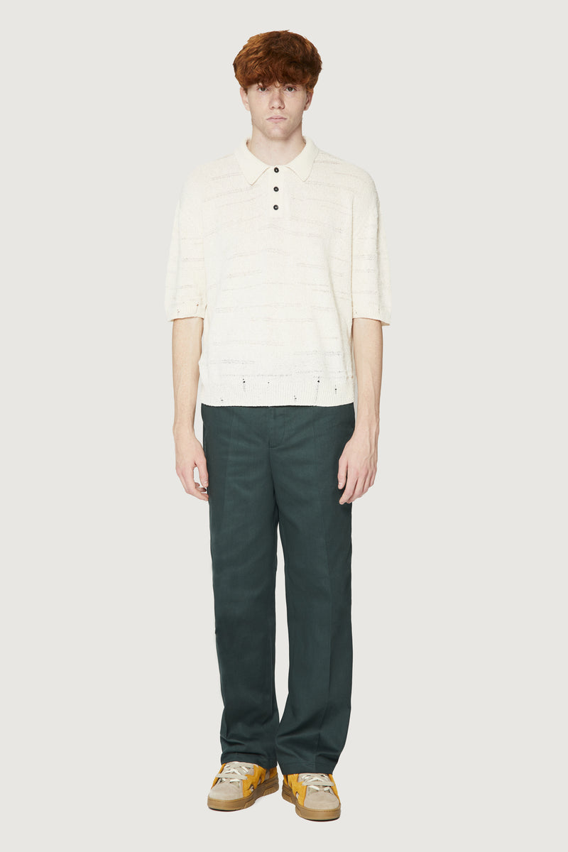 ﻿Paura ADAM KNIT POLO SHIRT OFF WHITE