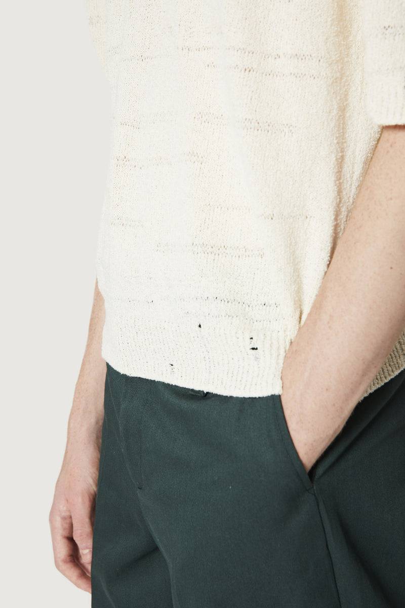 ﻿Paura ADAM KNIT POLO SHIRT OFF WHITE Prezzo Ridotto