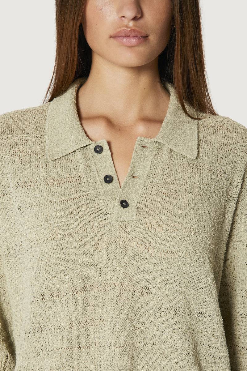Paura ADAM KNIT POLO SHIRT SAGE Sottocosto