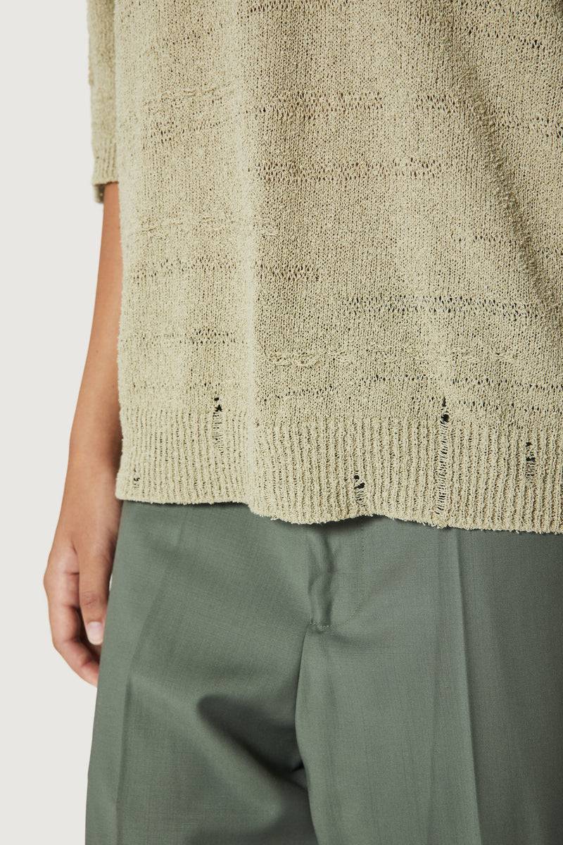 Paura ADAM KNIT POLO SHIRT SAGE Sottocosto