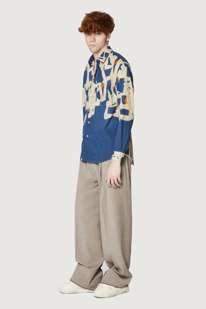 Paura BRUCE OVERSIZED SHIRT MODULO BLUE Presa