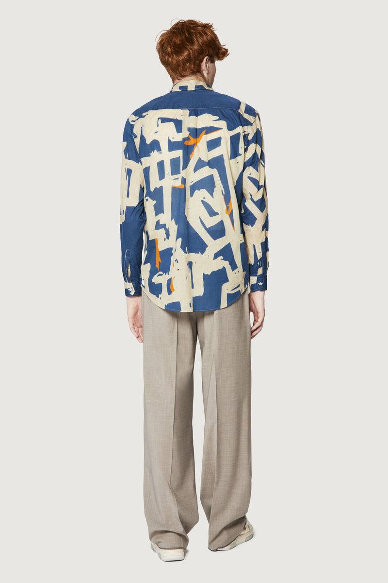 Paura BRUCE OVERSIZED SHIRT MODULO BLUE Presa