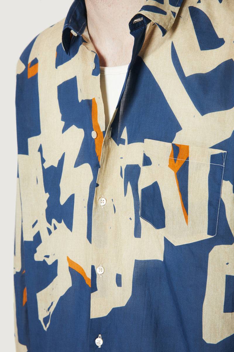 Paura BRUCE OVERSIZED SHIRT MODULO BLUE Presa