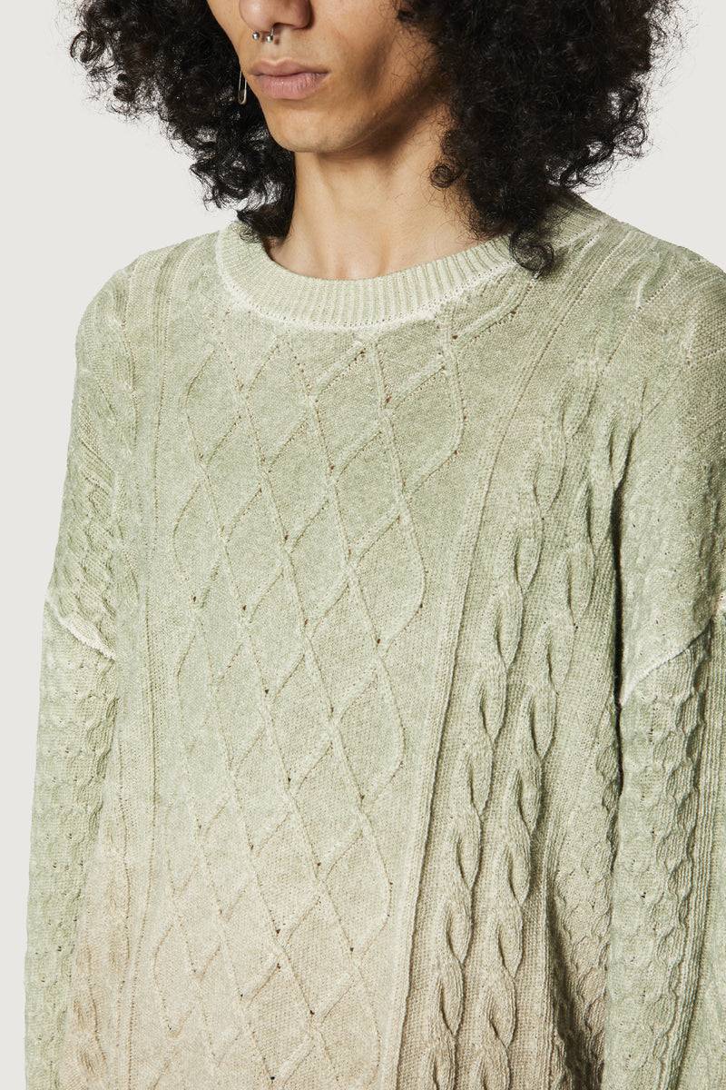 Paura DEREK SWEATER GREEN/BEIGE Italia