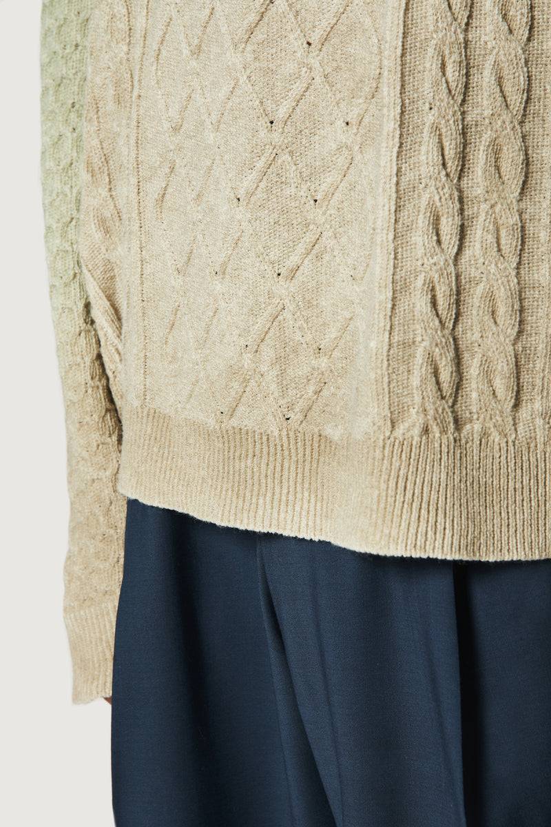 Paura DEREK SWEATER GREEN/BEIGE Italia