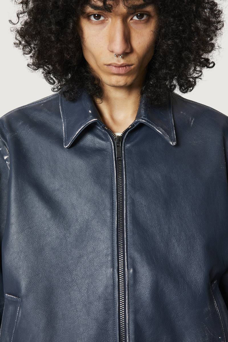 Paura EFREM LEATHER JACKET BLUE 2025