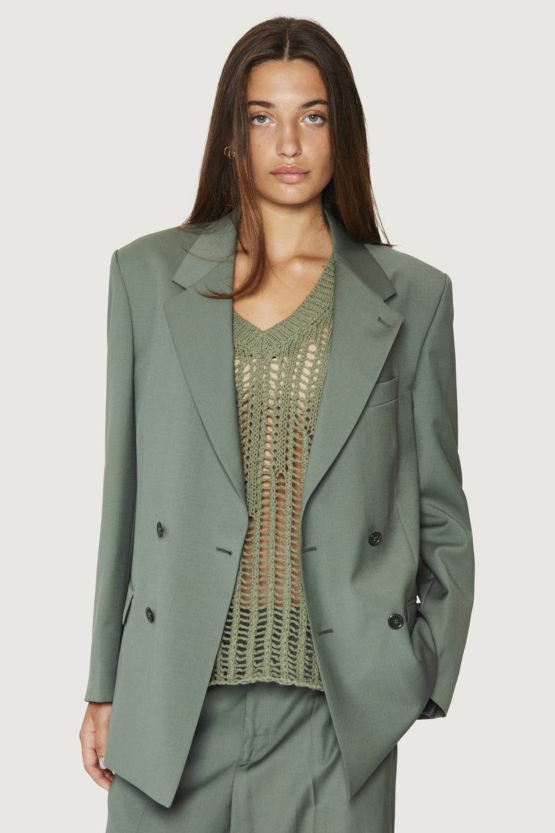 Paura THOM DOUBLEBREASTED SUIT JACKET SAGE Sottocosto