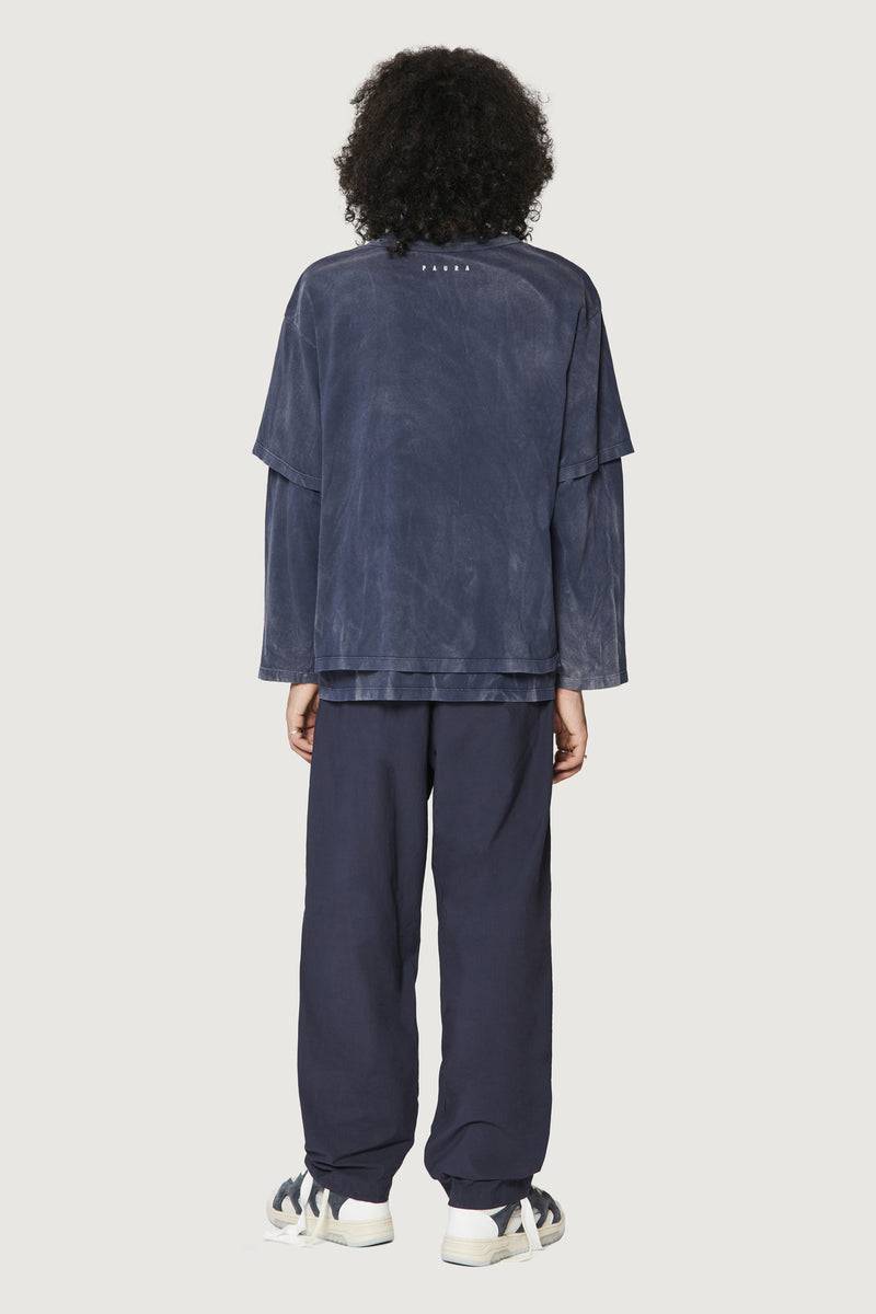 Paura ZENO DOUBLE LAYER LONGSLEEVE DARK BLUE Saldi