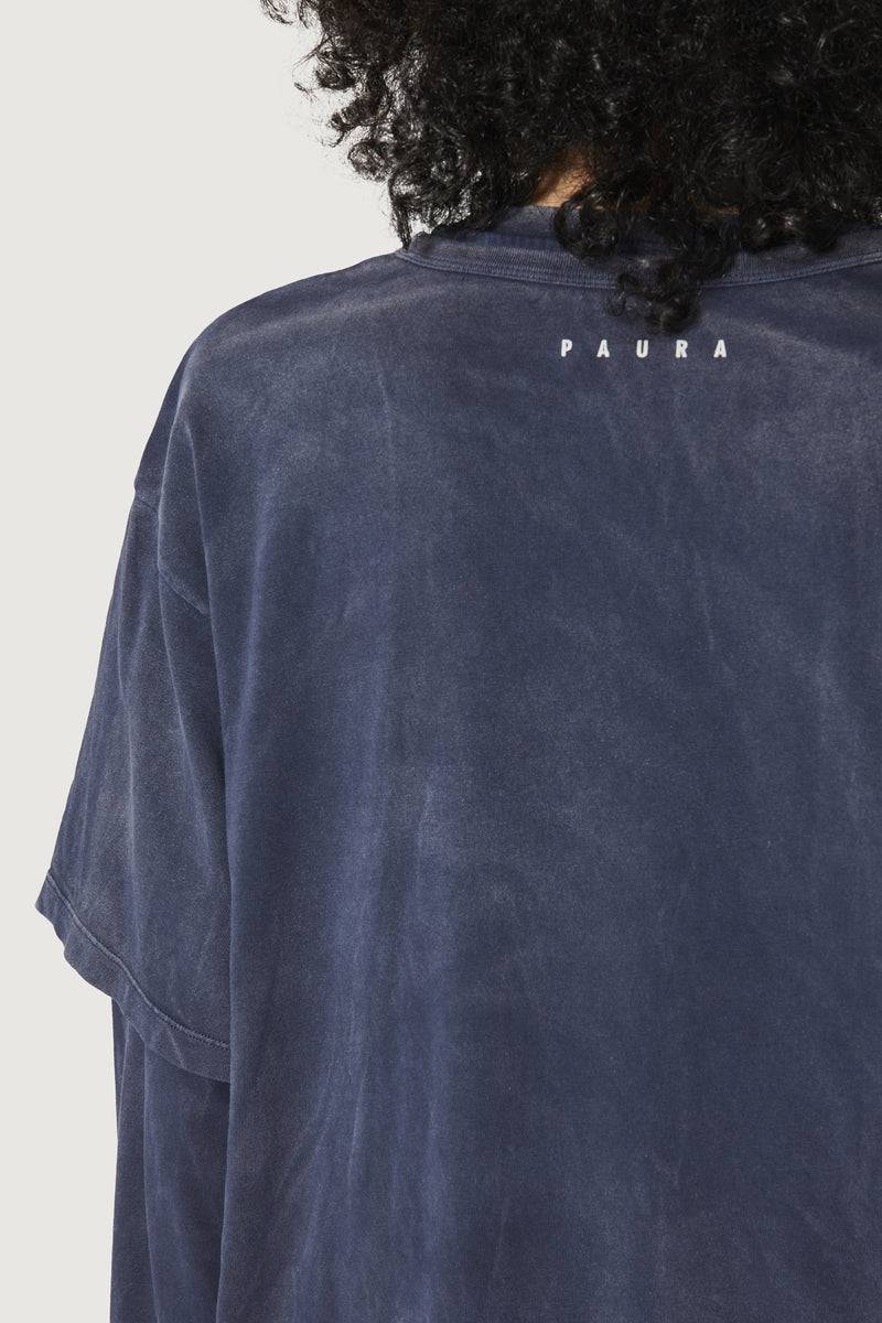 Paura ZENO DOUBLE LAYER LONGSLEEVE DARK BLUE Saldi