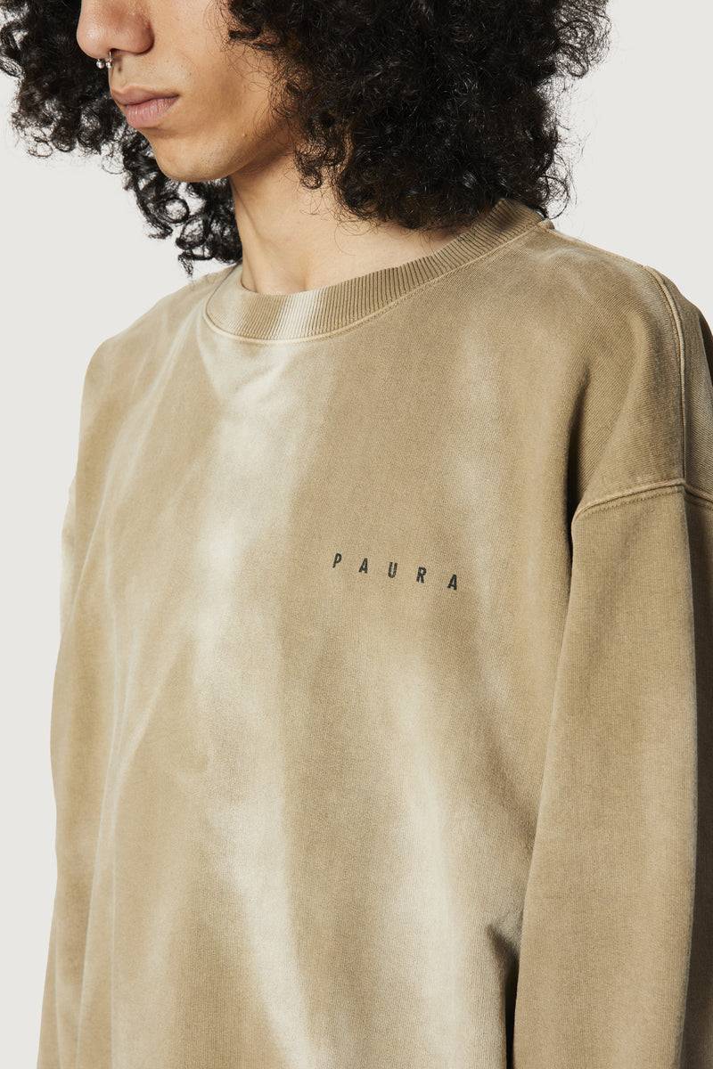 Paura SAMUEL CREWNECK SWEATSHIRT MUD In Saldo