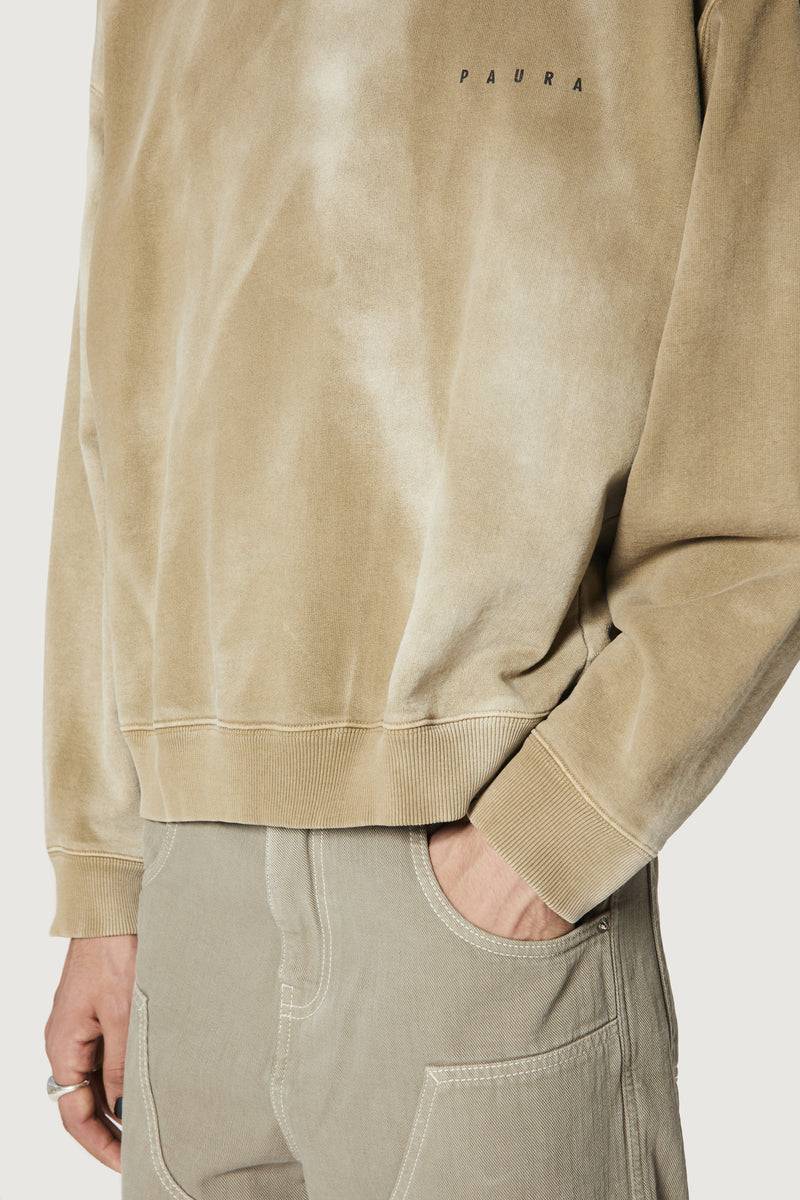 Paura SAMUEL CREWNECK SWEATSHIRT MUD In Saldo