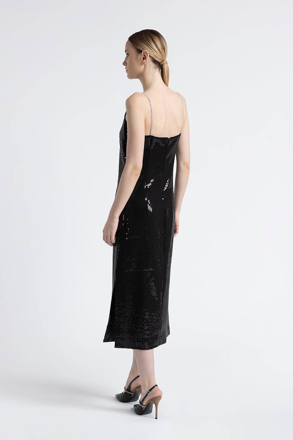 Peserico Abito midi in twill di viscosa con paillettes Convenienza