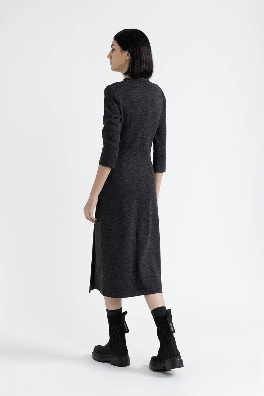 Peserico Abito midi in jersey fluido di lana cotone Offerte