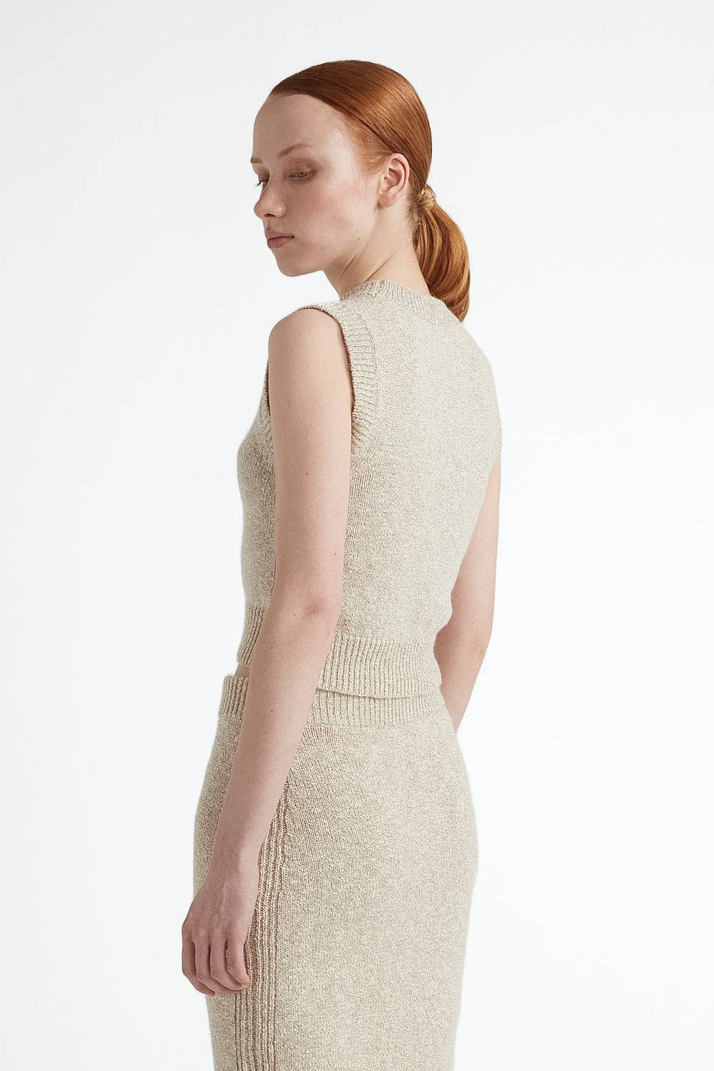 Peserico Top tricot in cotone e lana dalpaca con lurex Offerte speciali