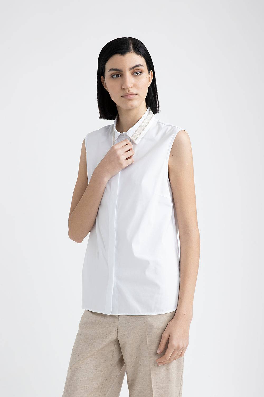 Peserico Top in popeline e jersey di cotone stretch con Punto Luce Moda