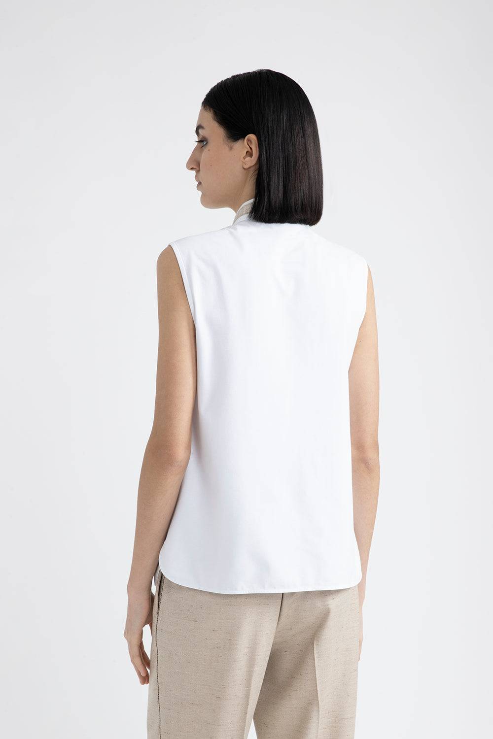 Peserico Top in popeline e jersey di cotone stretch con Punto Luce Moda