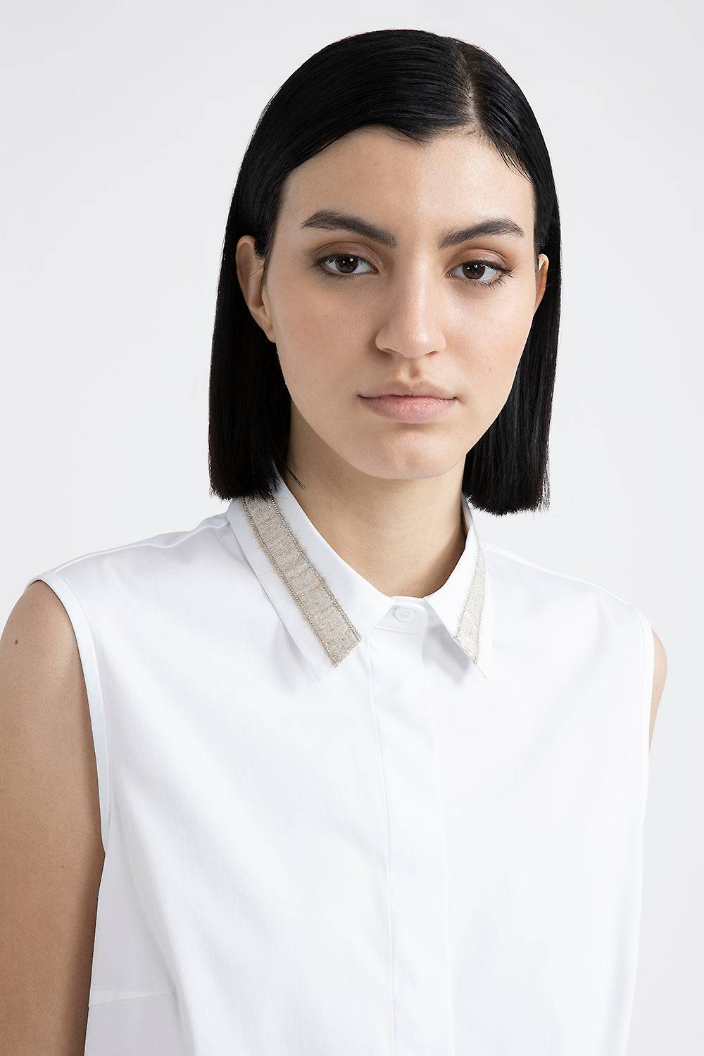 Peserico Top in popeline e jersey di cotone stretch con Punto Luce Moda