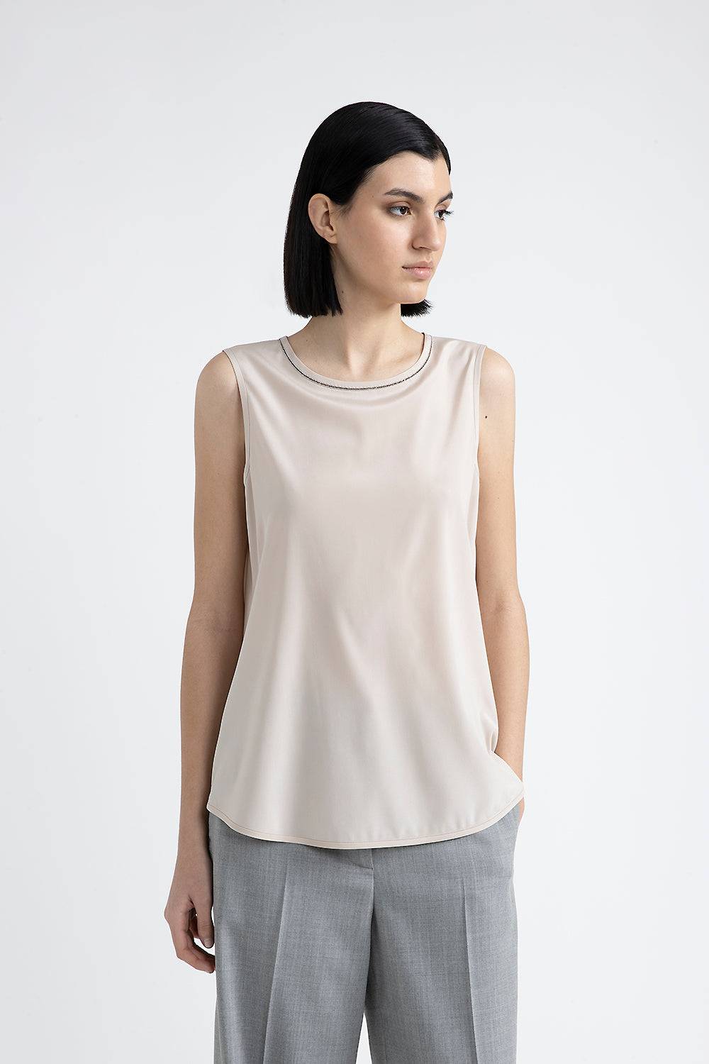 Peserico Top in crepe de chine di seta stretch con Punto Luce Italia