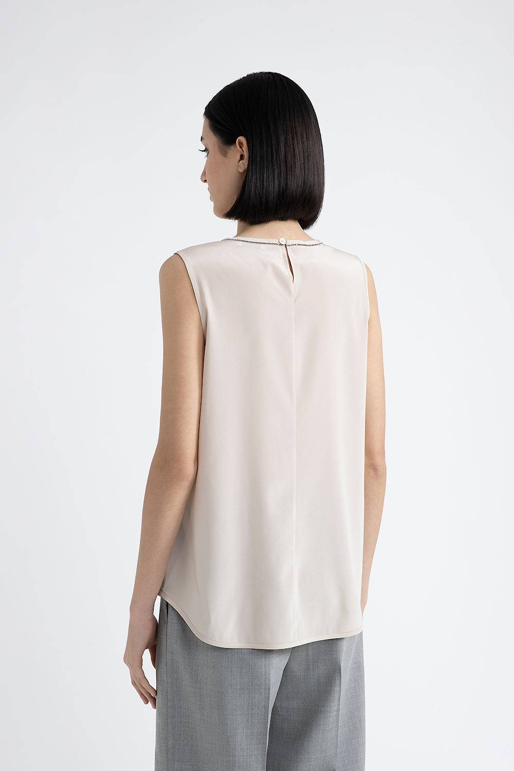 Peserico Top in crepe de chine di seta stretch con Punto Luce Italia