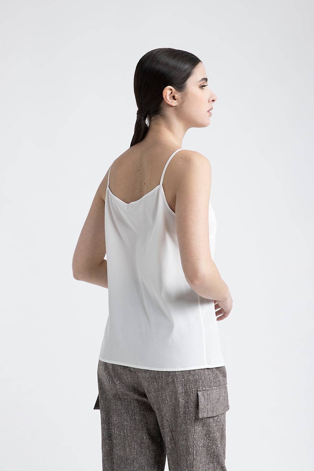Peserico Top con spalline in crepe de chine in seta stretch In Linea