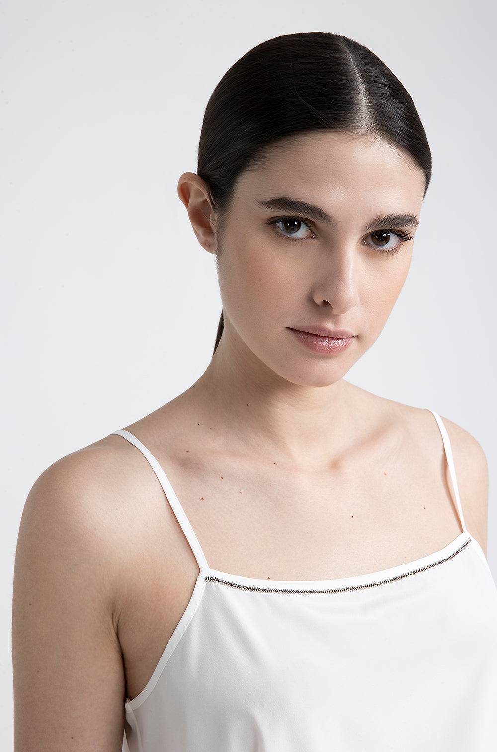 Peserico Top con spalline in crepe de chine in seta stretch In Linea