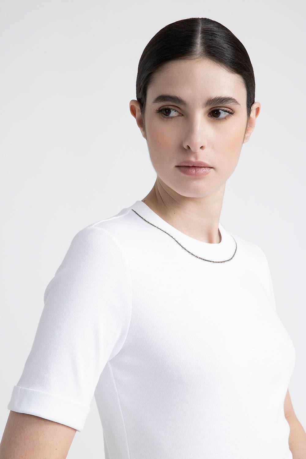 Peserico T-shirt in jersey con Punto Luce Pezzi Unici