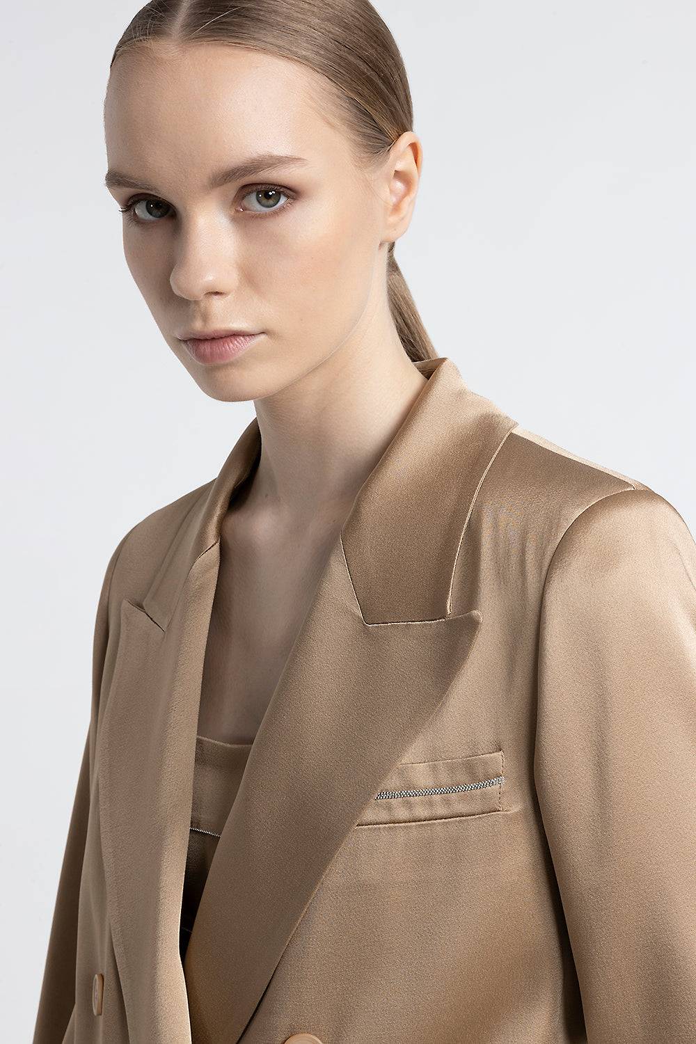 Peserico Blazer doppiopetto in cady enver satin Qualità Garantita