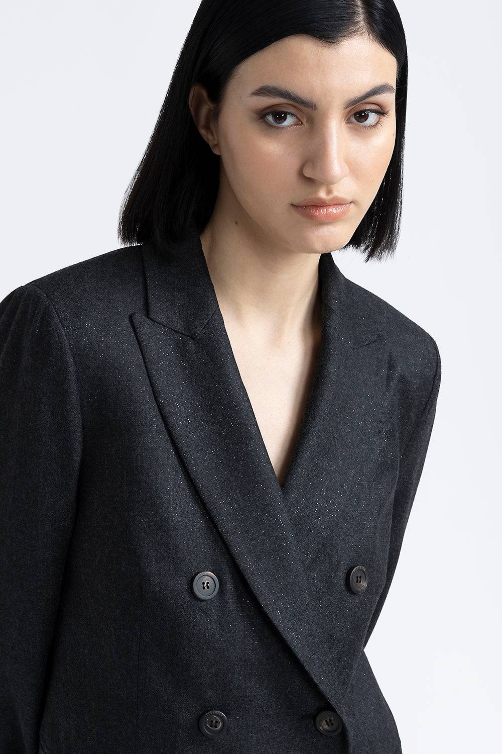 Peserico Blazer doppiopetto in flanella di lana lurex Negozi Online