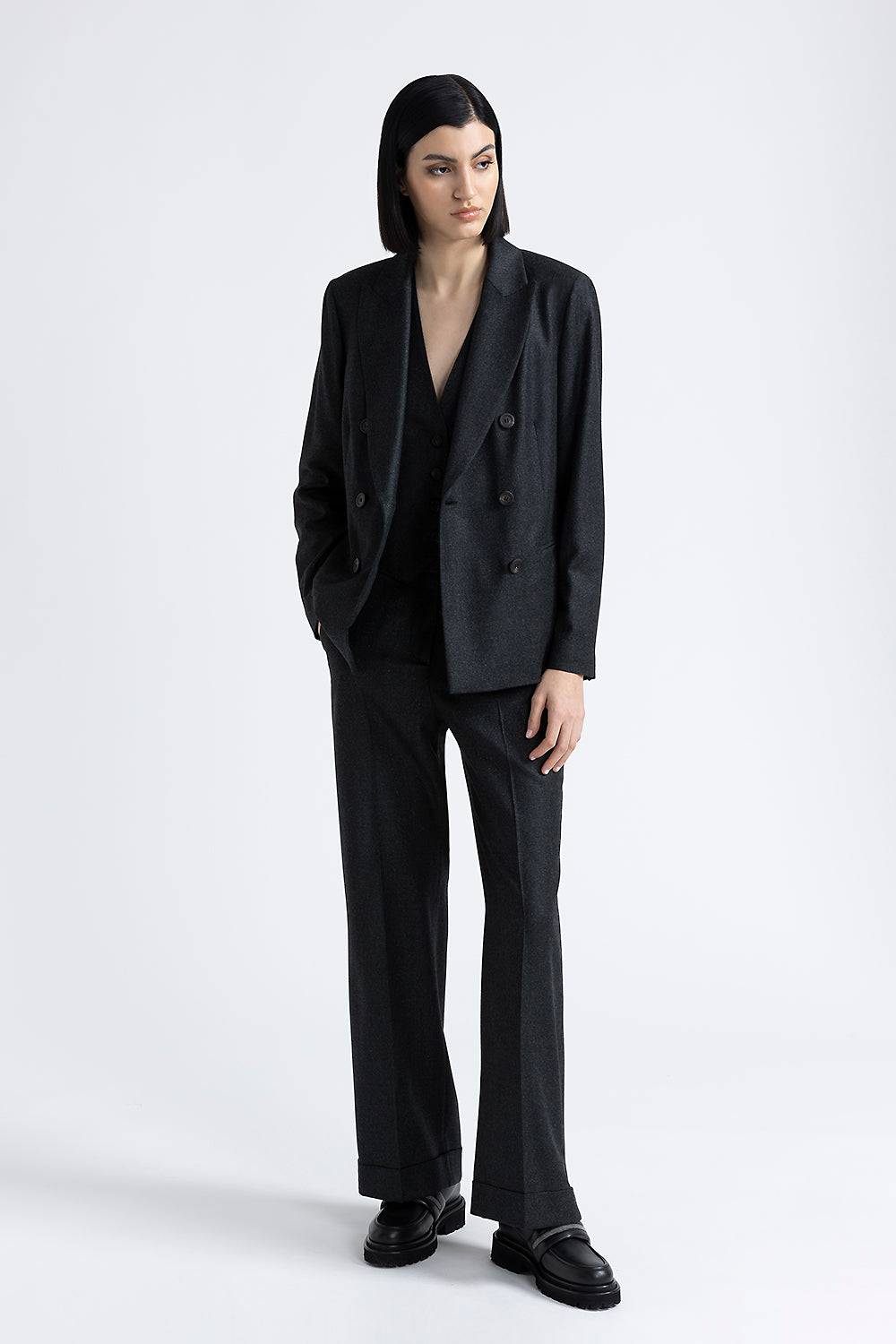 Peserico Blazer doppiopetto in flanella di lana lurex Negozi Online