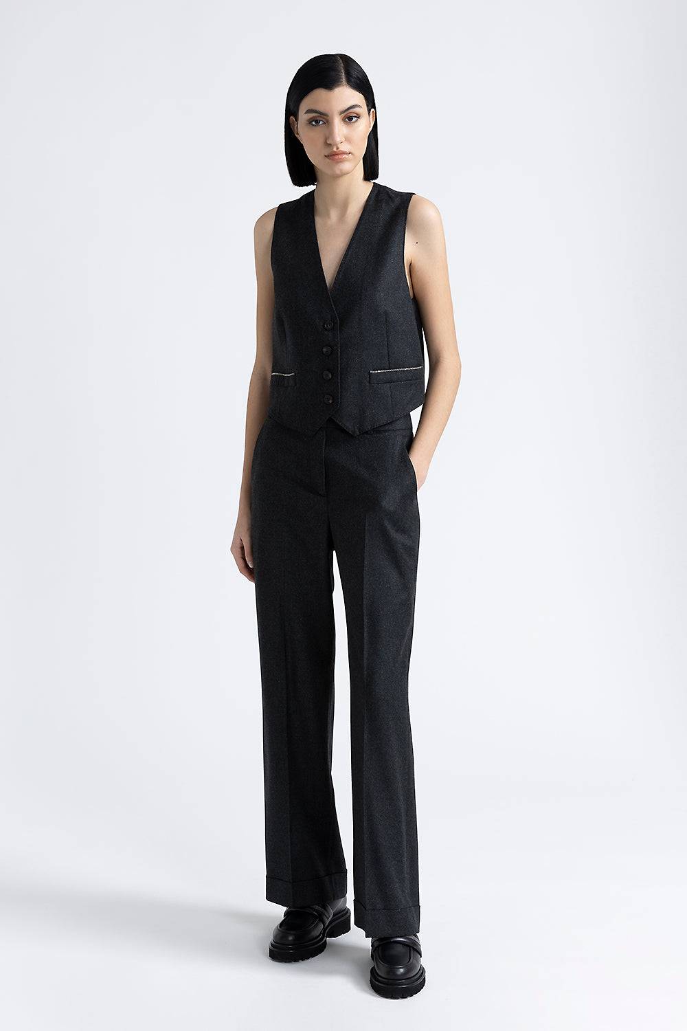 Peserico Gilet di flanella in lana lurex con Punto Luce Acquista Ora