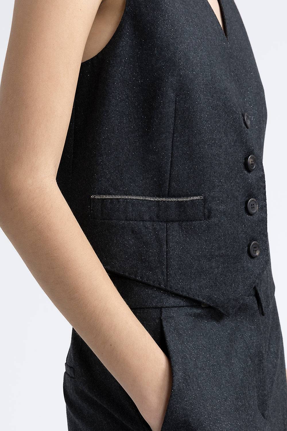 Peserico Gilet di flanella in lana lurex con Punto Luce Acquista Ora