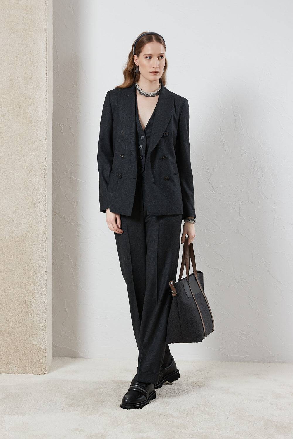 Peserico Gilet di flanella in lana lurex con Punto Luce Acquista Ora