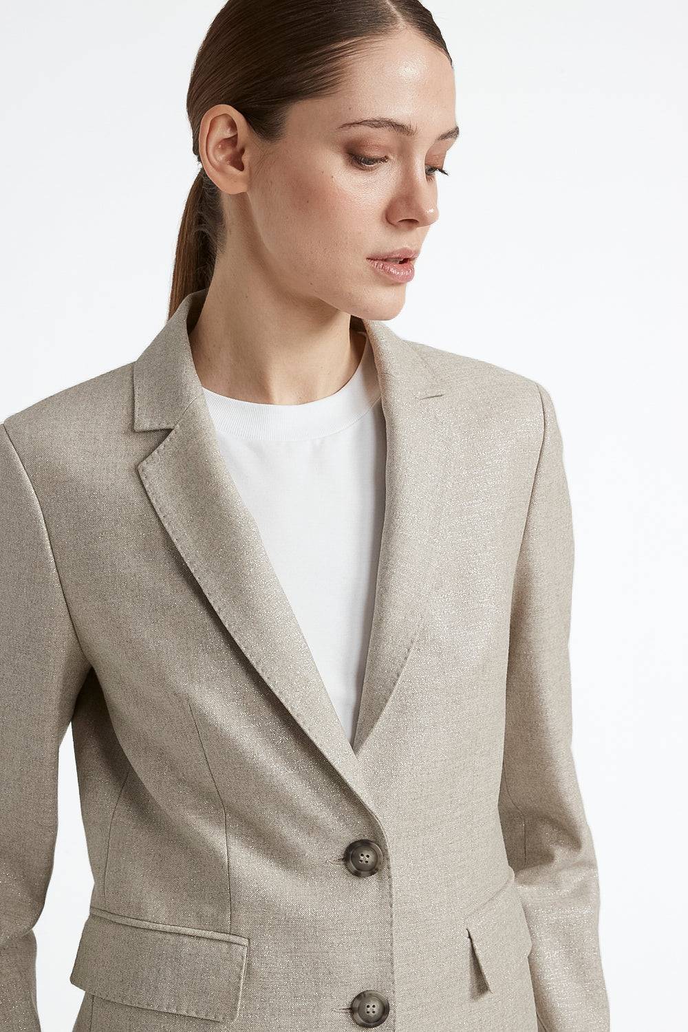 Peserico Blazer monopetto in lana stretch con lurex Promozione Limitata