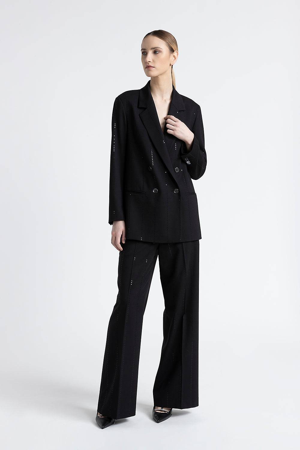 Peserico Blazer doppiopetto in lana tecnica con micropaillettes Convenienza