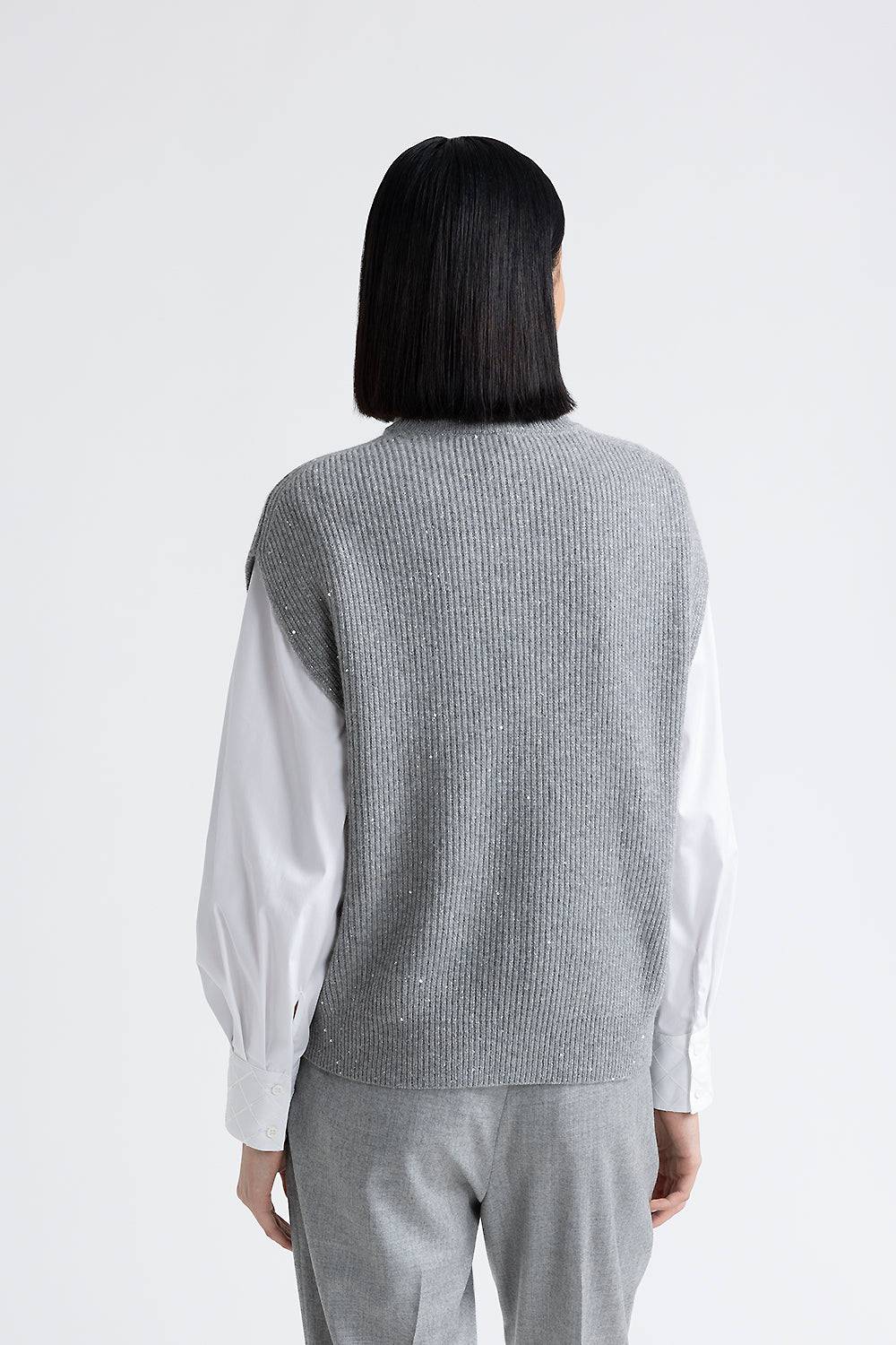 Peserico Cappa senza maniche in lana e cashmere con lurex e paillettes Sconti questo mese