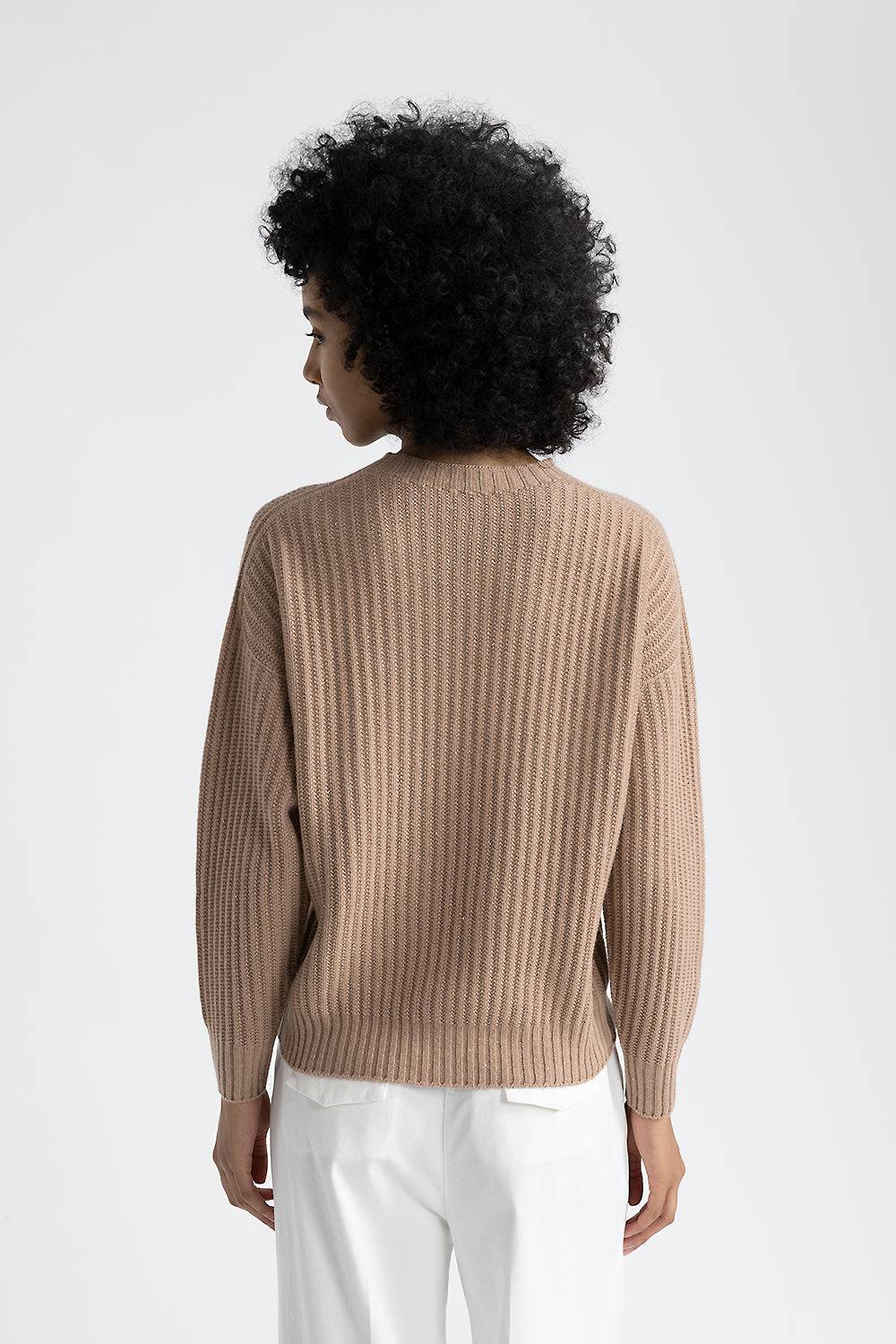 Peserico Maglia girocollo in lana, seta e cashmere con lurex Vendita Economica