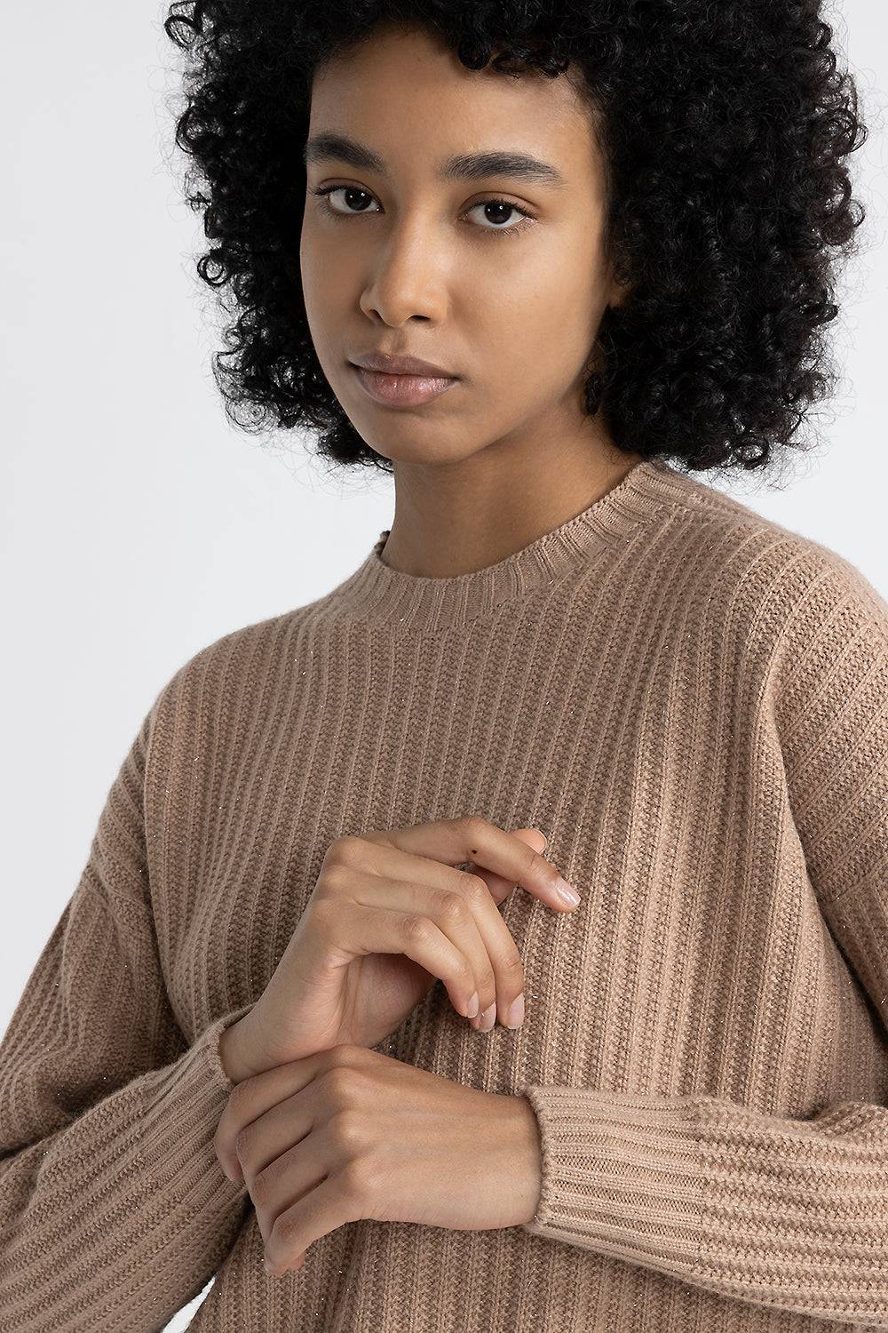 Peserico Maglia girocollo in lana, seta e cashmere con lurex Vendita Economica