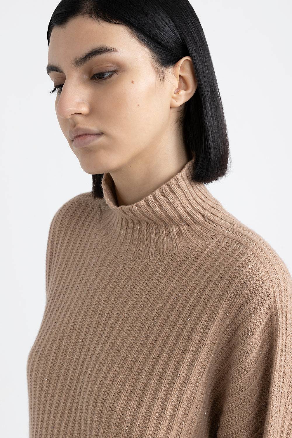 Peserico Maglia con collo a lupetto in lana, seta e cashmere con lurex Saldi Di Fabbrica
