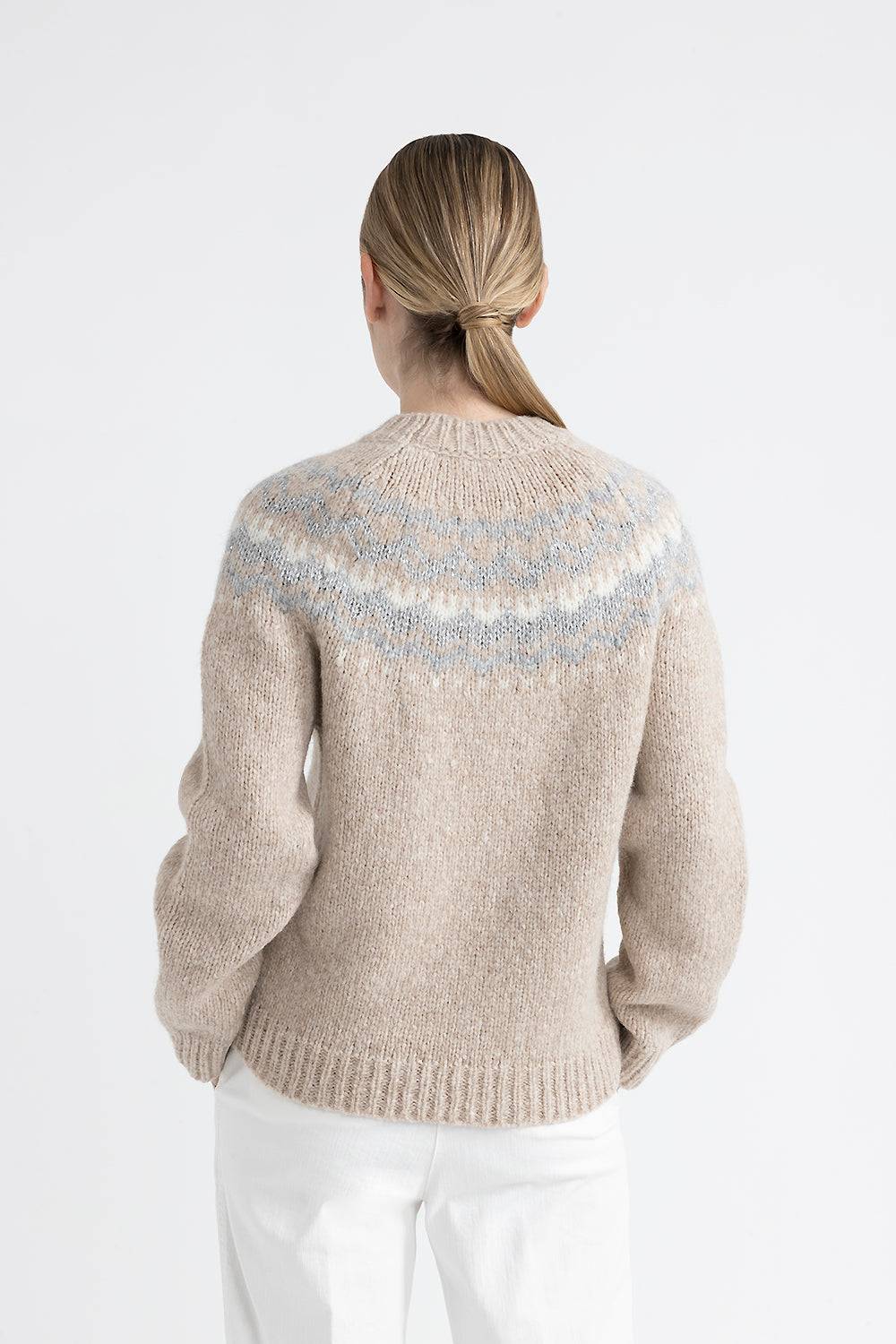 Peserico Maglia jacquard in lana e alpaca con micropaillettes I Più Venduti