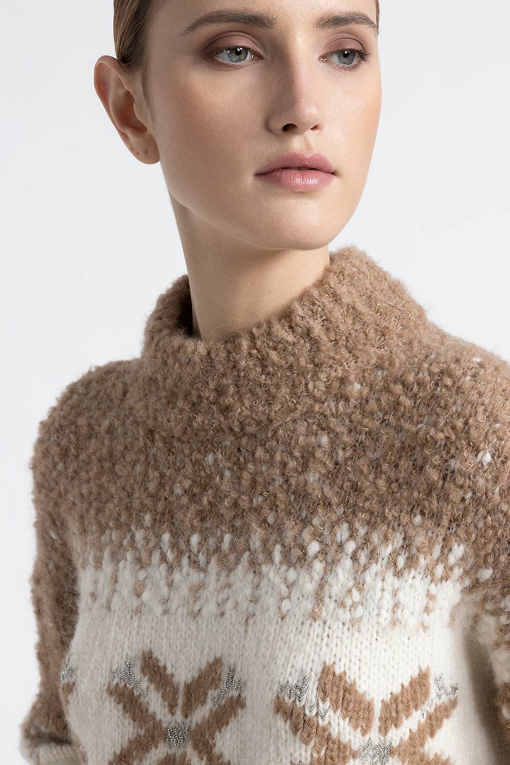 Peserico Maglia girocollo in alpaca, lana e paillettes Nuova