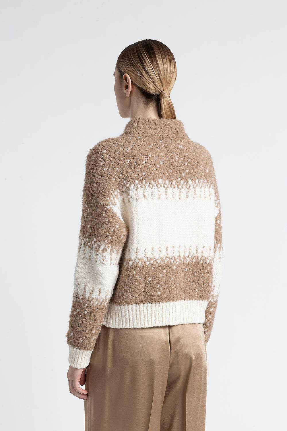 Peserico Maglia girocollo in alpaca, lana e paillettes Nuova