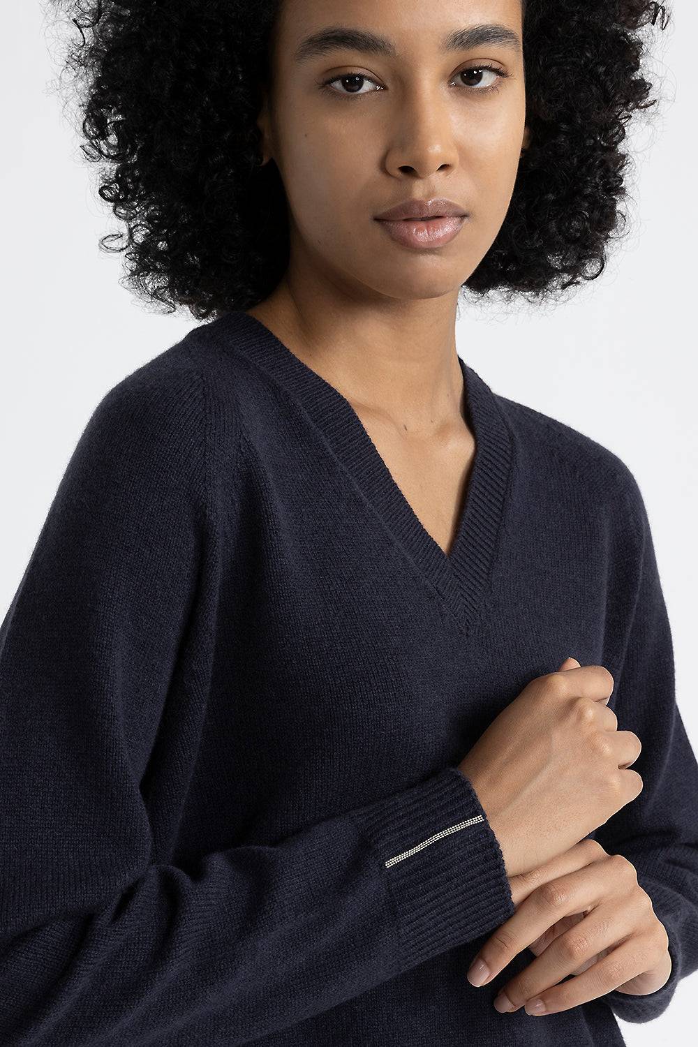 Peserico Maglia con scollo a V in lana, seta e cashmere Italy