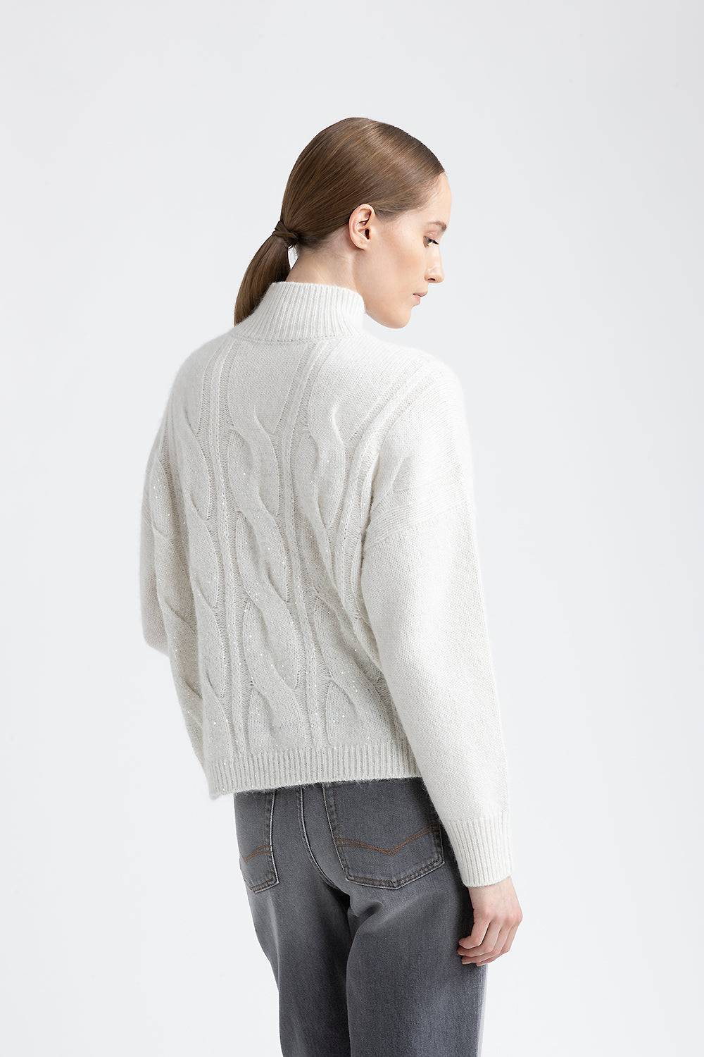 Peserico Maglia a coste e trecce in lana, seta, cashmere Italia
