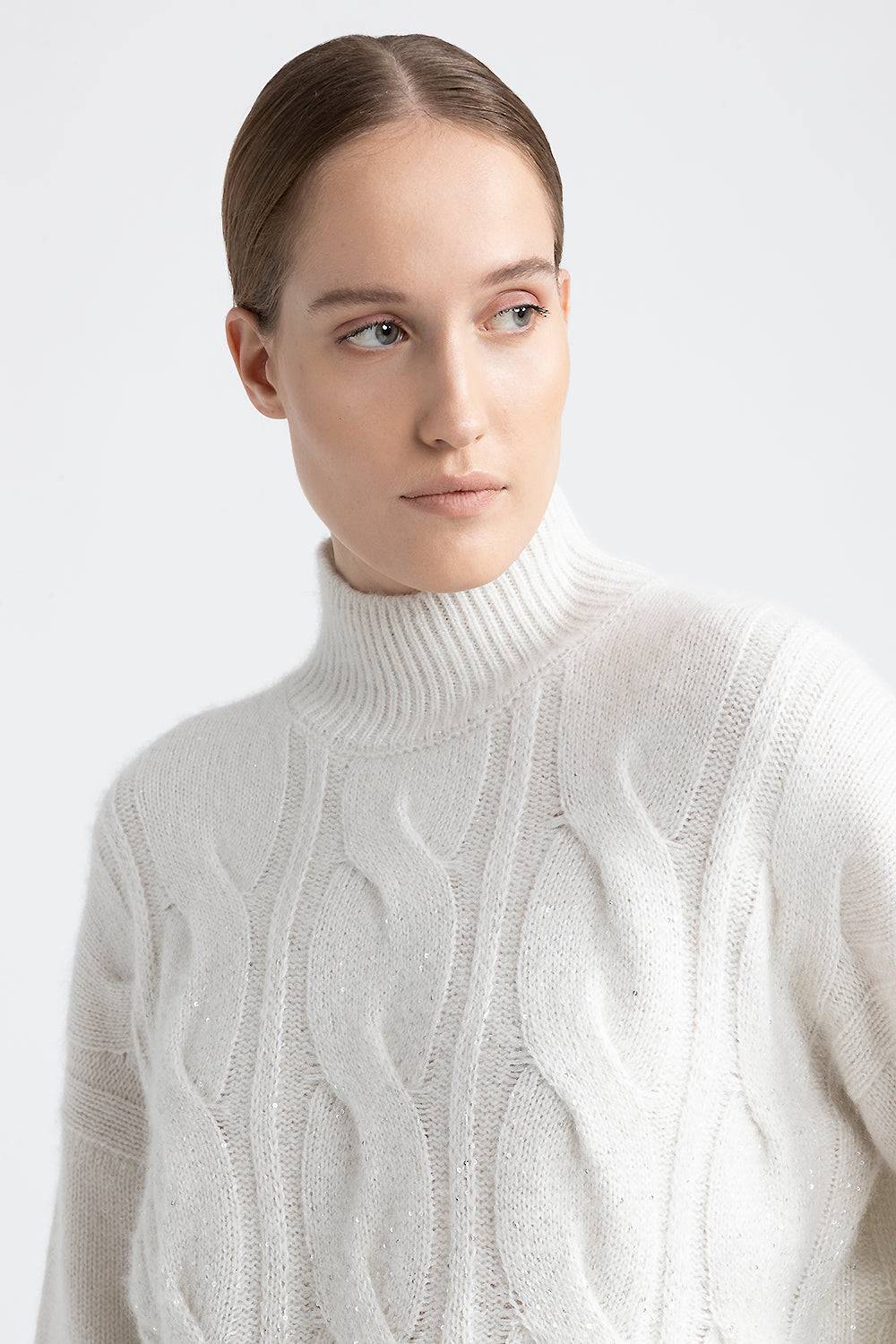 Peserico Maglia a coste e trecce in lana, seta, cashmere Italia