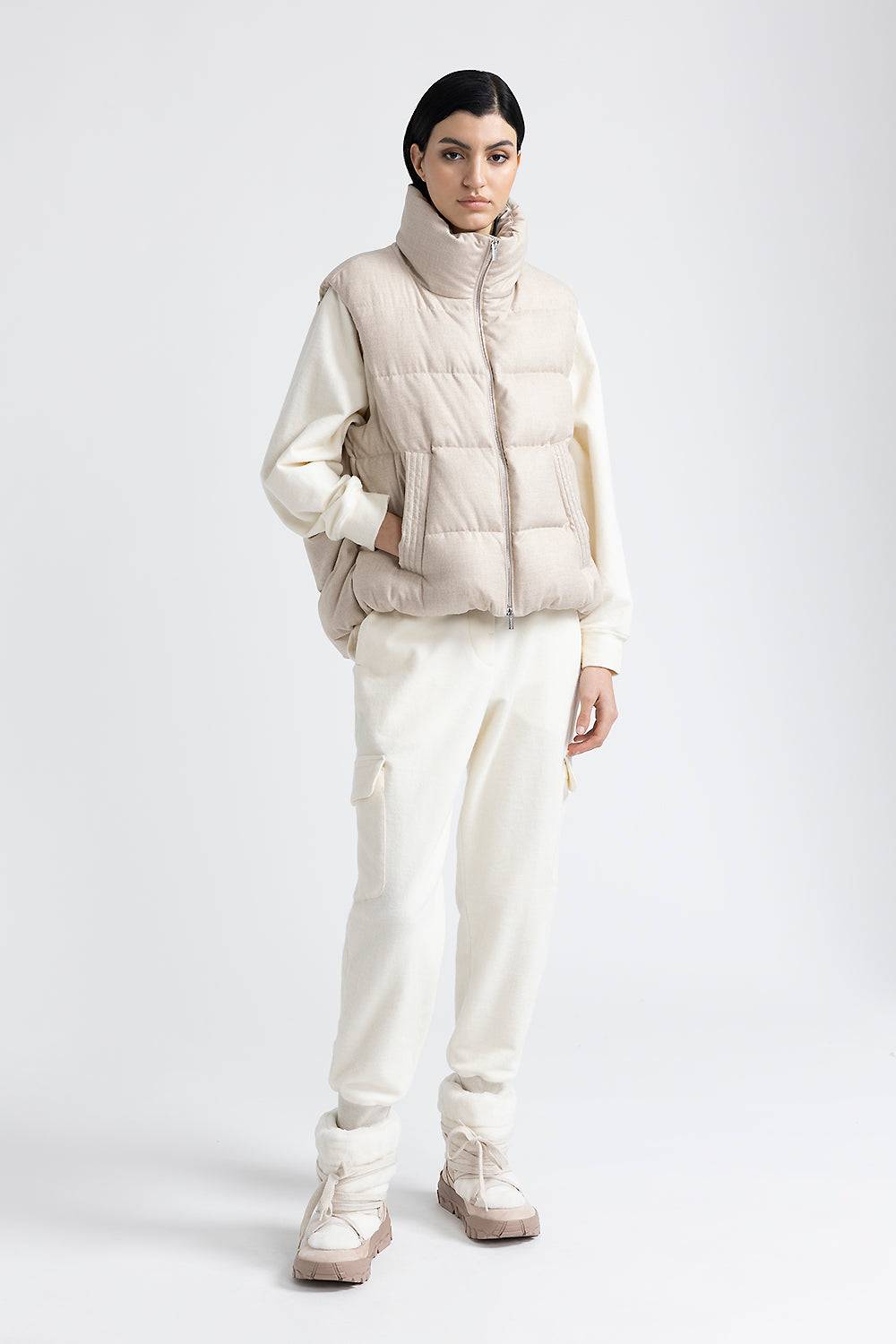 Peserico Gilet in piuma d'oca e flanellina in poliviscosa In Linea