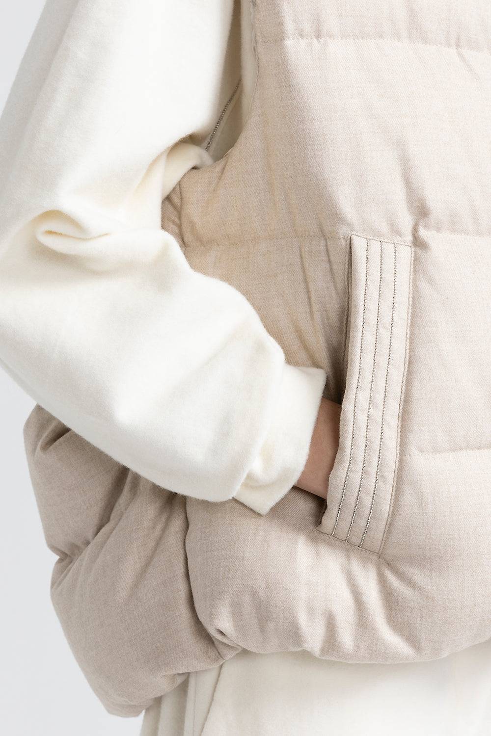 Peserico Gilet in piuma d'oca e flanellina in poliviscosa In Linea