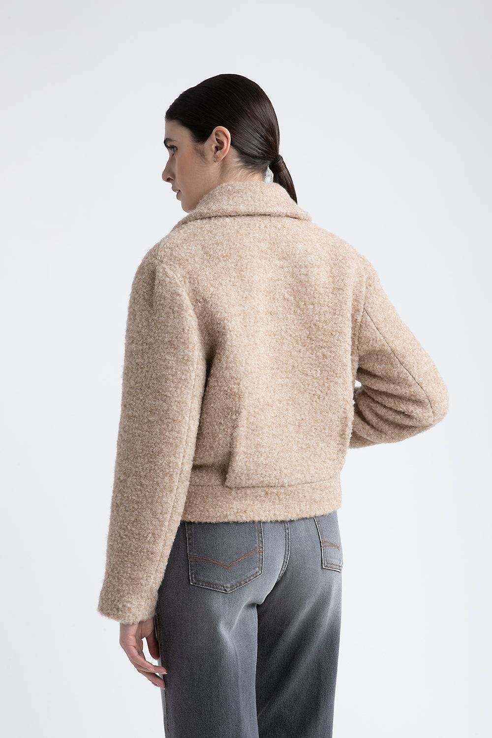 Peserico Blazer crop in panno bouclé di lana e alpaca Soddisfazione Garantita