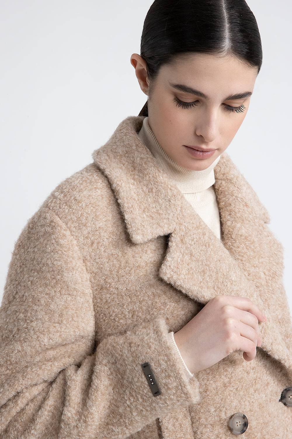 Peserico Blazer crop in panno bouclé di lana e alpaca Soddisfazione Garantita