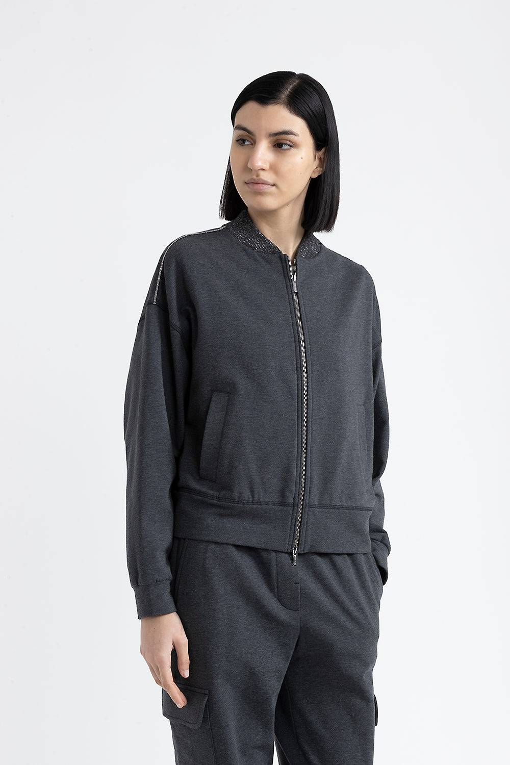 Peserico Felpa di cotone stretch smerigliata con Punto Luce Sottocosto